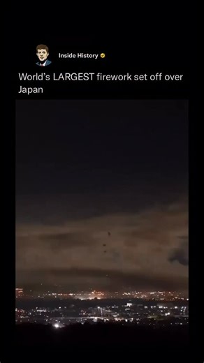 Japan takes fireworks to a whole different level 🎇 The world’s largest firework was set off over Japan, producing a massive burst of color that illuminated the night sky and captivated spectators below. The record-setting launch showcased the precision and craftsmanship of Japanese pyrotechnics, with the explosion spreading across the sky in a perfectly timed display. The event drew large crowds and global attention, highlighting Japan’s long-standing tradition of fireworks festivals that blend