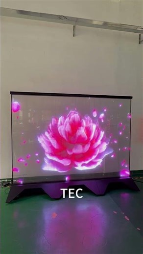Portable transparent totem solutions, Invisible-5, 5mm adhesive film glass LED video poster showcase