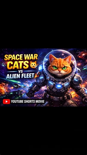 SPACE WAR Cats vs Alien Fleet 🐱🚀#shorts