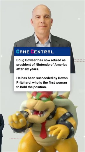 after six years as president of nintendo of america, doug bowser (known as one of the chief mascots for nominative determinism) has retired and been succeeded by devon pritchard - pritchard is the fifth nintendo of america president and the first woman to hold the position #nintendo #nintendoswitch #mario #bowser #gaming