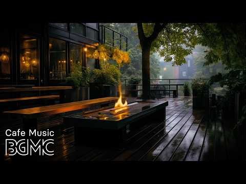 Rainy Spring Terrace & Smooth Piano Jazz ☕ Relaxing Café Music for Sleep & Study