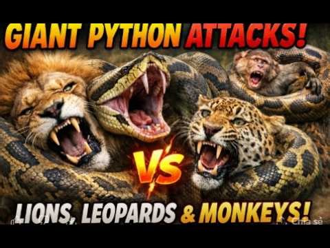 “When a Giant Python Attacks – Lions & Leopards Have Nowhere to Run!”