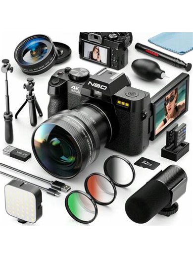 NBD 4K Digital Cameras For Photography, 48MP Vlogging Camera With Microphone, WiFi And Tripod Grip, Video Camera With Wide-Angle&Macro Lens,Suitable As A Holiday Gift, Recommended For Beginner Photography Enthusiasts | SHEIN