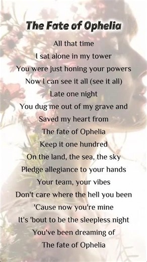 The Fate of Ophelia 🧡 | Taylor Swift | Lyrics Video |The Life of a Showgirl #trending#taylorswiftred