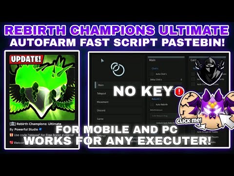 [🏛️] Rebirth Champions: Ultimate Script Pastebin AutoClick Fast (NO KEY) Autofarm, AutoPrestige more