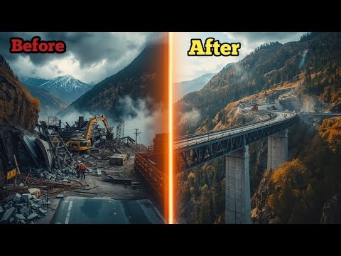 Rebuilding a collapsed Mountain Bridge | Complete Construction Process 