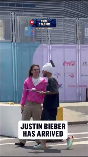 Justin Bieber makes his way into NY/NJ Stadium ahead of his FIFA World Cup Final Halftime Show