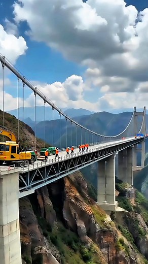 SIRENS SCREAMING! 🚨🦺 Workers Run as Mountain Bridge Collapses! #fail #construction #engineering