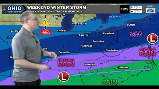 STORM TRACK EXPLAINER: Forecaster Mark Spencer explains two potential storm tracks for the upcoming winter storm that will affect Ohio this weekend. FULL VIDEO HERE: https://youtu.be/TegEqQO1M1Y?si=tz7lN6NeVKW_GNMp Be sure to subscribe to our YouTube channel to receive notifications of new forecast videos, live streams and more! | Ohio News and Weather