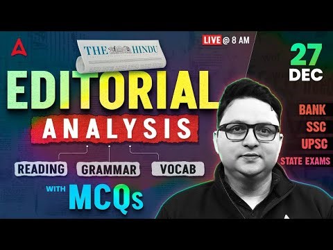The Hindu Analysis | 27 Dec 2025 | Reading, Grammar, Vocab, MCQs | The Hindu Editorial Analysis