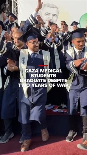 More than 200 medical students in Gaza celebrate their graduation amid two years of war. According to the UN, all of Gaza's universities have been completely destroyed or severely damaged by Israeli forces. | CNN