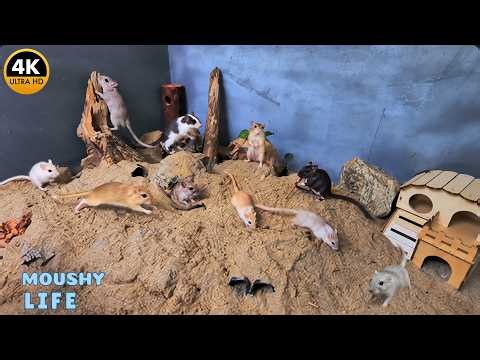 Cat TV Mouse 🐭 Mice Popping Up from Hidden Holes and Scurrying Across Sand​‌