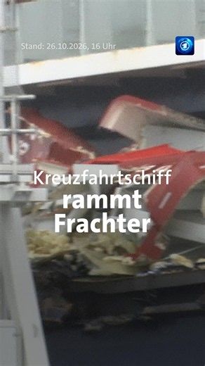Bei stürmischem Wetter rammte gestern in Bremerhaven ein Kreuzfahrtschiff zwei Frachter #tagesschau