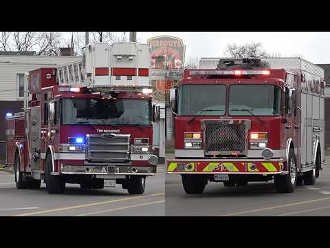 Welland Fire, ON - Aerial 1 & NEW Rescue 1 Responding.