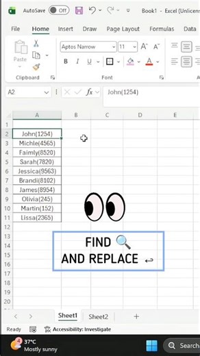 Fix data in seconds with Find & Replace ⚡#ExcelTips #Shortcuts