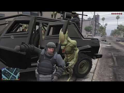 GTA V: Trevor, Michael's Juggernaut & Alien Epic 10 Star Cop Battle + Escape