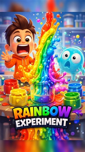 Rainbow Paint Explosion! 🌈 | Bimo & Bob Crazy Lab Experiments #5 . #shorts #experiment #3danimation