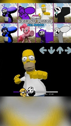 FNF Nocturnal Protocol: All Mods / Vs Homer, Pinkie Pie, Bear5, Roblox #shortvideo #shorts #short