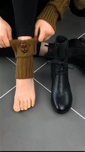 Elegant Black Lace-Up Ankle Boots with Knitted Cuff | Stylish Winter Footwear for Women #shortsfeed