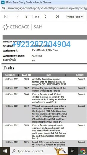 Excel Module 1 Sam Exam
