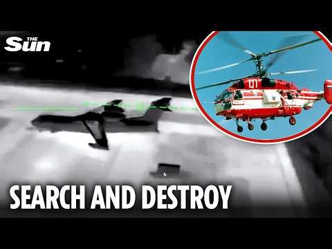 Ukrainian drone effortlessly hunts down Russian helicopter under camouflage & decimates it