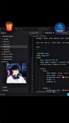 Create a Basic Website Landing Page in HTML & CSS! 🌐 HTML Tutorial |CodeCraft Divyans #shorts