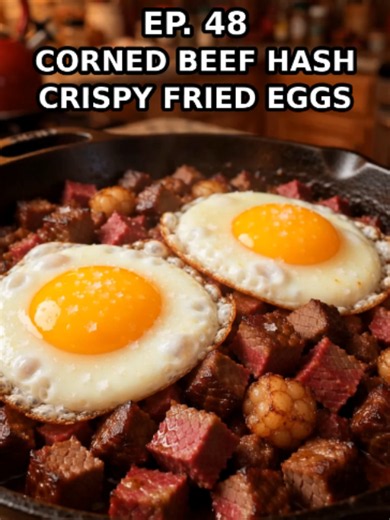 Craving crispy, salty comfort food on a strict Carnivore or Ketovore journey? 🍳✨ Make this Corned Beef Hash with Crispy Fried Eggs — diced corned beef brisket crisped in hot beef tallow until the edges turn deep golden, topped with sunny-side-up eggs with runny yolks that spill right over the hash. Press the beef flat in the skillet and let it sit — no stirring — then flip and crisp the other side. Crack in the eggs, cover for two minutes, and finish with a shower of flaky sea salt. Pure carniv