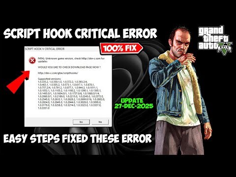 How to Fix Script hook V Critical Error | GTA 5 Update Error 27 December 2025