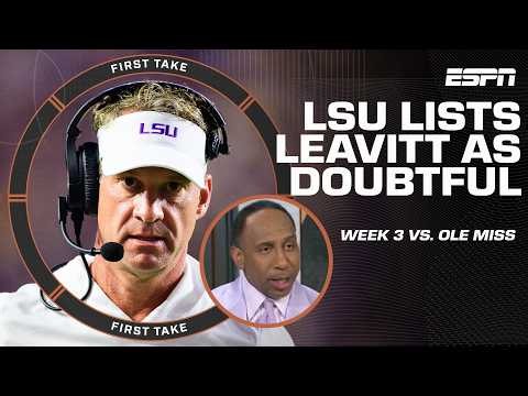Stephen A. reacts to LSU listing Sam Leavitt as doubtful for matchup against Ole Miss | First Take