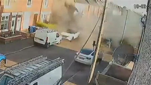 Moment man blows up house by cutting gas pipe after partner kicked him out