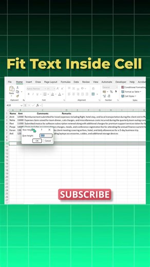 Wrap Text Without Expanding Rows — Excel Hack #excel #tutorial