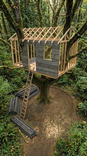 Amazing Treehouse Build ✨ Building A Luxury Forest Loft #diy