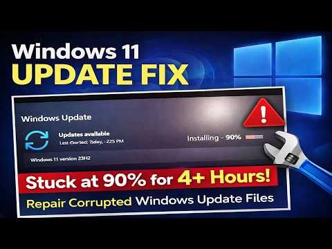 Fix Windows 11 Update Stuck at 90% for 4+ Hours | Repair Corrupted Windows Update Files