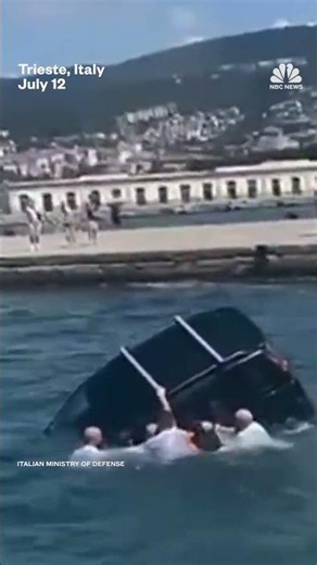 Italian army cadets save a driver from a sinking car