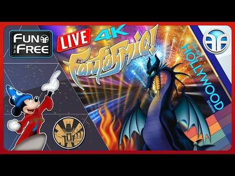 🔴 LIVE: Hollywood Studios Disney World – EPIC Fantasmic Fireworks Full Show & Walking Tour 4K