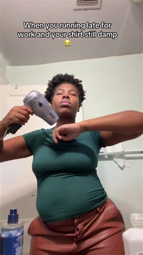 Real life moments 😂 Sometimes the shirt still damp but you still show up. No excuses, just doing what needs to be done. #RealLifeMom #MorningRush #MomLifeUnfiltered #GetReadyWithMe #WorkingMomLife