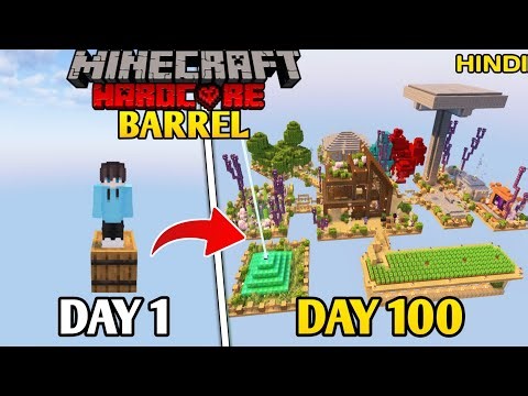 I Survived 100 Days On SINGLE BARREL Only World In Minecraft Hardcore...