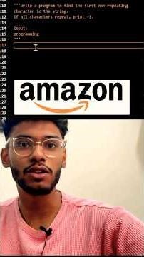Amazon Coding Question 🔥 First Non-Repeating Character in Python#shorts #coding #python#programming