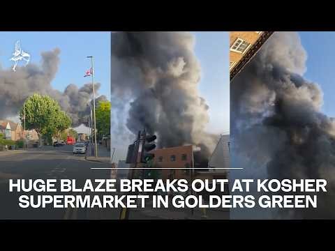 100 firefighters tackle huge blaze at Kosher supermarket in Golders Green