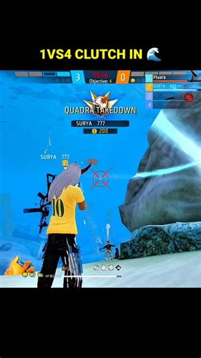 1vs4 Funny Clutch In Under Water 🌊 | #freefire #1vs4clutch #freefirefunny