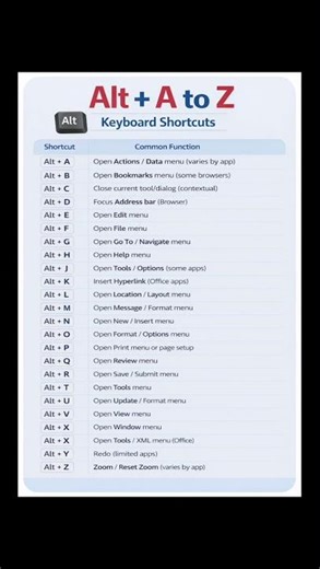 "Alt Keys A to Z | All Alt Keyboard Shortcuts" #altkeys #computerknowledge #viral #education