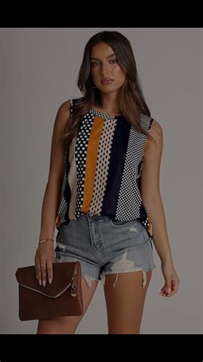 Womens Tank Tops Loose Fit Crewneck Side Split Sleeveless Shirts Black Stripe XL