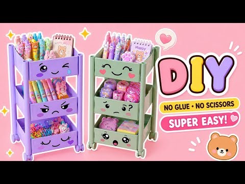How to make cute mini organizer / Paper craft/ Easy craft ideas/ DIY/ school project/ art and craft
