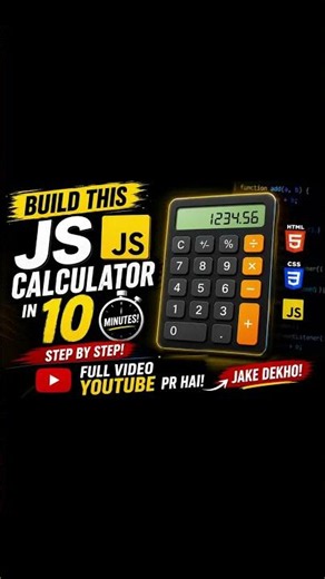 Build a JavaScript Calculator in 10 Minutes 🖩 | HTML CSS JavaScript Project for Beginners (2026)