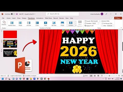 Happy New Year 2026 Presentation in MS Powerpoint | How To Make Happy New Year Powerpoint Animation