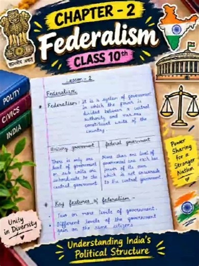Class 10 Civics Chapter 2 Notes | Federalism | NCERT Political Science