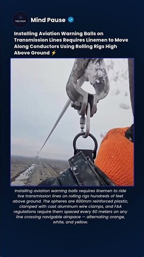 Linemen Ride Live Transmission Lines to Install These Balls — With No Ground Below Them ⚡