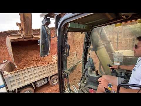 Caterpillar 385C Excavator Loading Soil On Trucks - Operator View - Ektor Epe