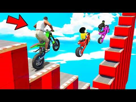 SHINCHAN AND FRANKLIN TRIED THE IMPOSSIBLE STAIRS PUZZLE PARKOUR CHALLENGE GTA 5