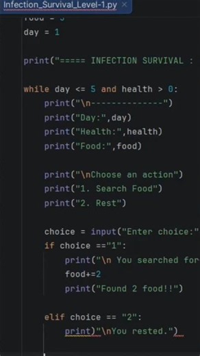 Infection Survival (Level 1) (Part 1) #pythongame #codingtutorial #chimpanzeecodes #coding #program